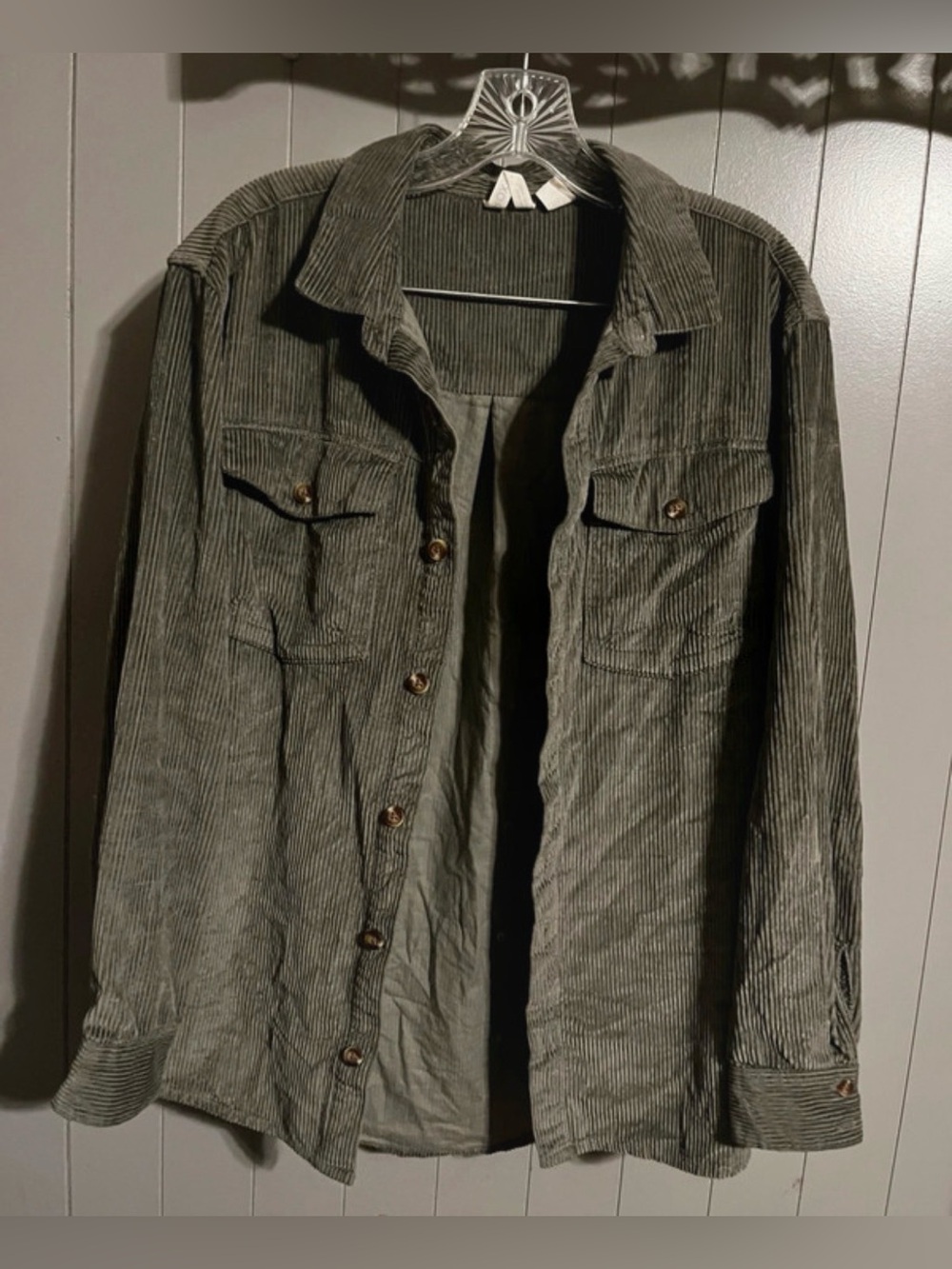 Roxy fall olive green ribbed shacket